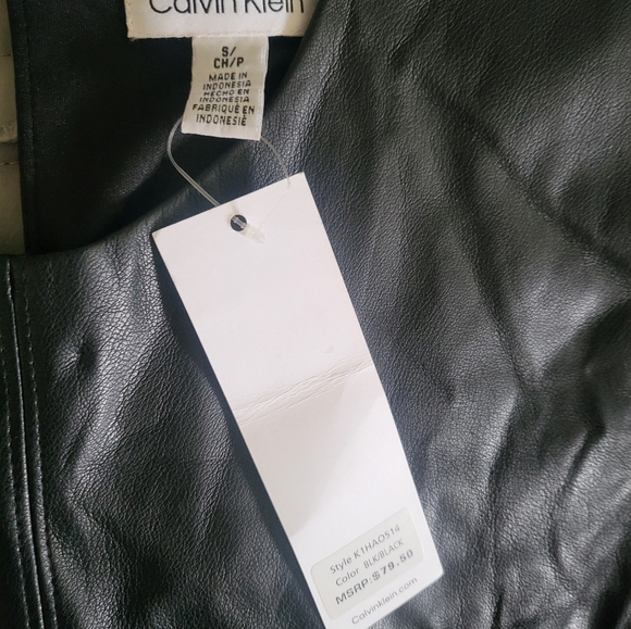 Calvin Klein Faux Leather Top - Picture 4 of 5